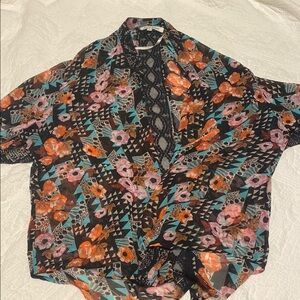 Floral throw over kimono shawl